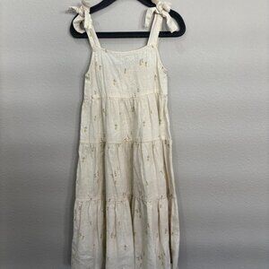 Rylee + Cru cream with light yellow lemons sun dress, decorative shoulder ties